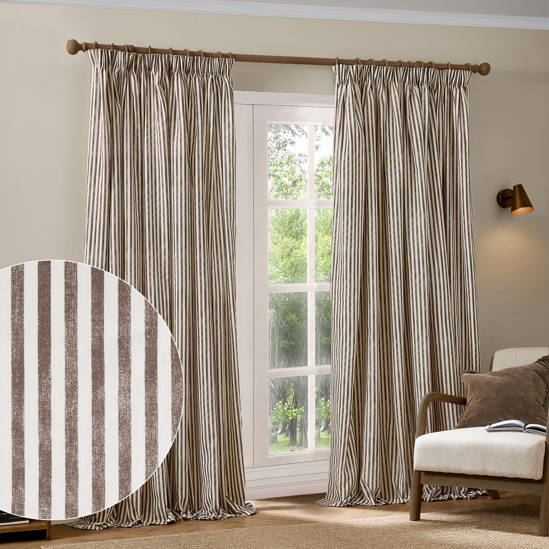 Hebden Blackout 117x183 Pencil Pleat Curtains Chocolate