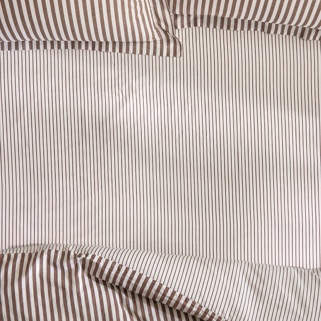 Hebden/Barton Single Narrow Stripe Fitted Sheet Espresso Brown - image 2