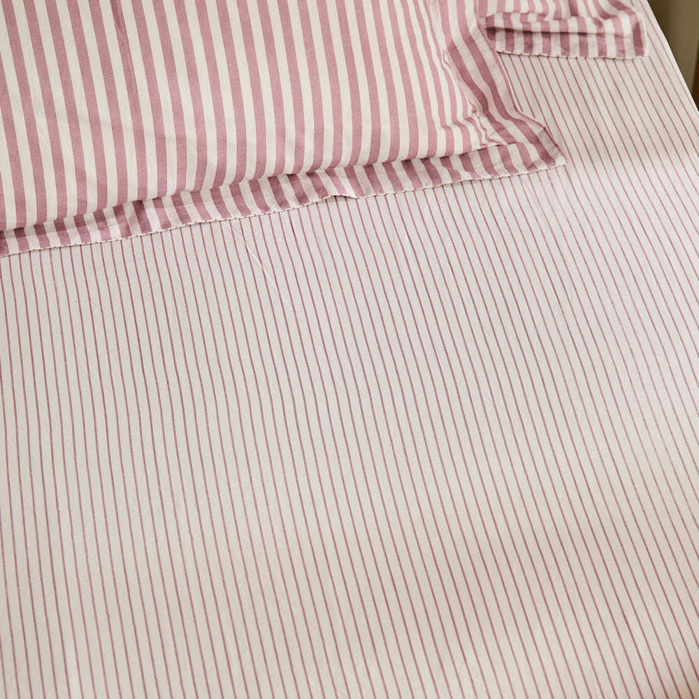 Hebden/Barton Single Narrow Stripe Fitted Sheet Rosewood - image 2