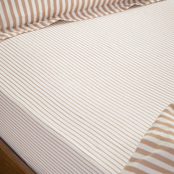 Hebden/Barton Double Narrow Stripe Fitted Sheet Caramel