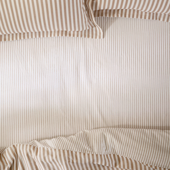 Hebden/Barton Double Narrow Stripe Fitted Sheet Caramel - image 2