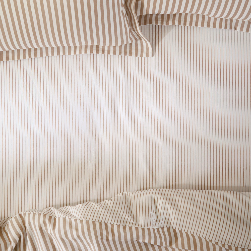 Hebden/Barton King Narrow Stripe Fitted Sheet Caramel - image 2