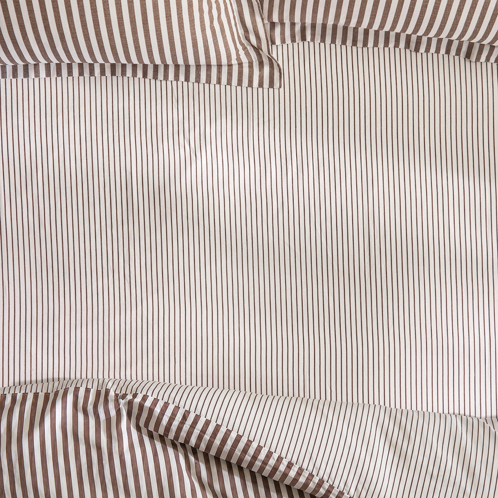 Hebden/Barton King Narrow Stripe Fitted Sheet Espresso Brown - image 2