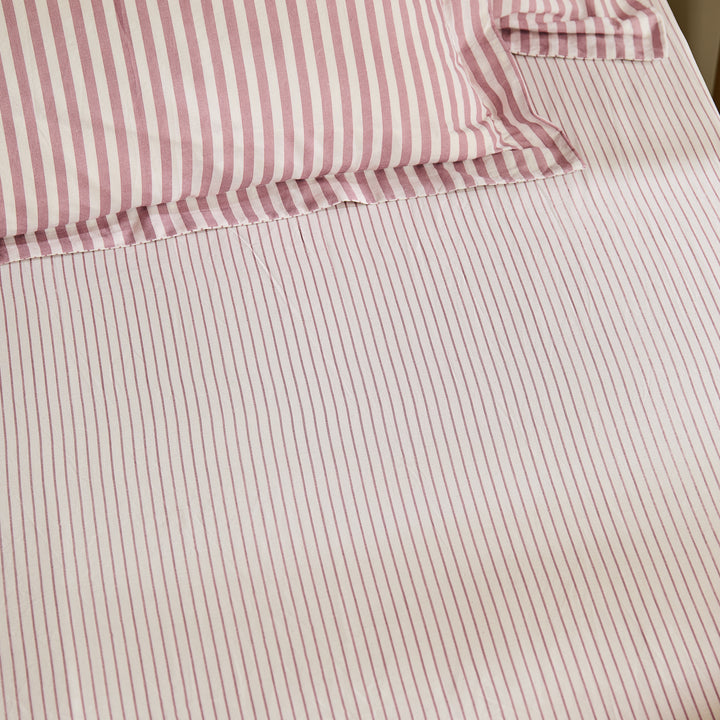 Hebden/Barton King Narrow Stripe Fitted Sheet Rosewood - image 2