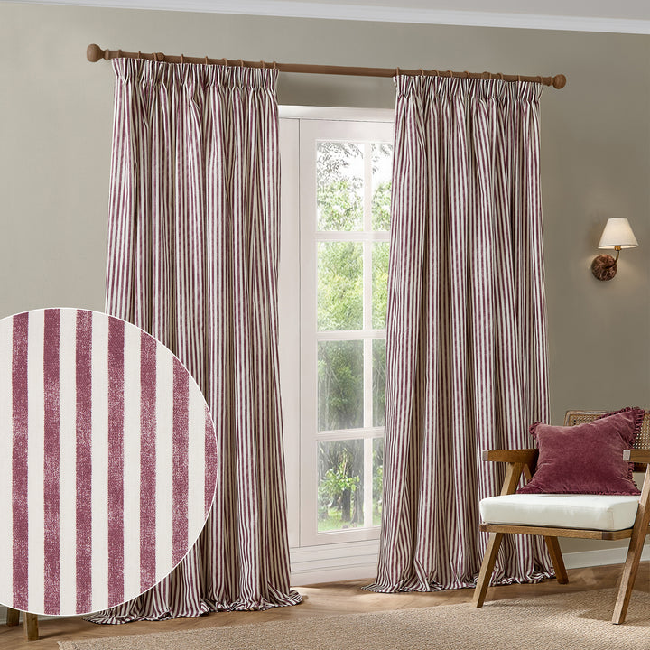 Hebden 229x137 Pencil Pleat Curtains Beetroot