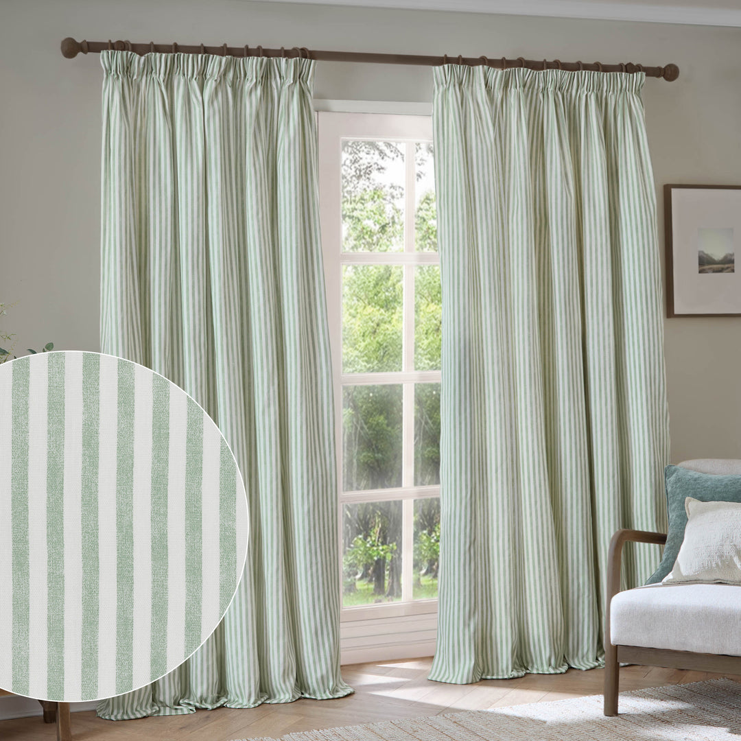 Hebden 229x137 Pencil Pleat Curtains Eucalyptus