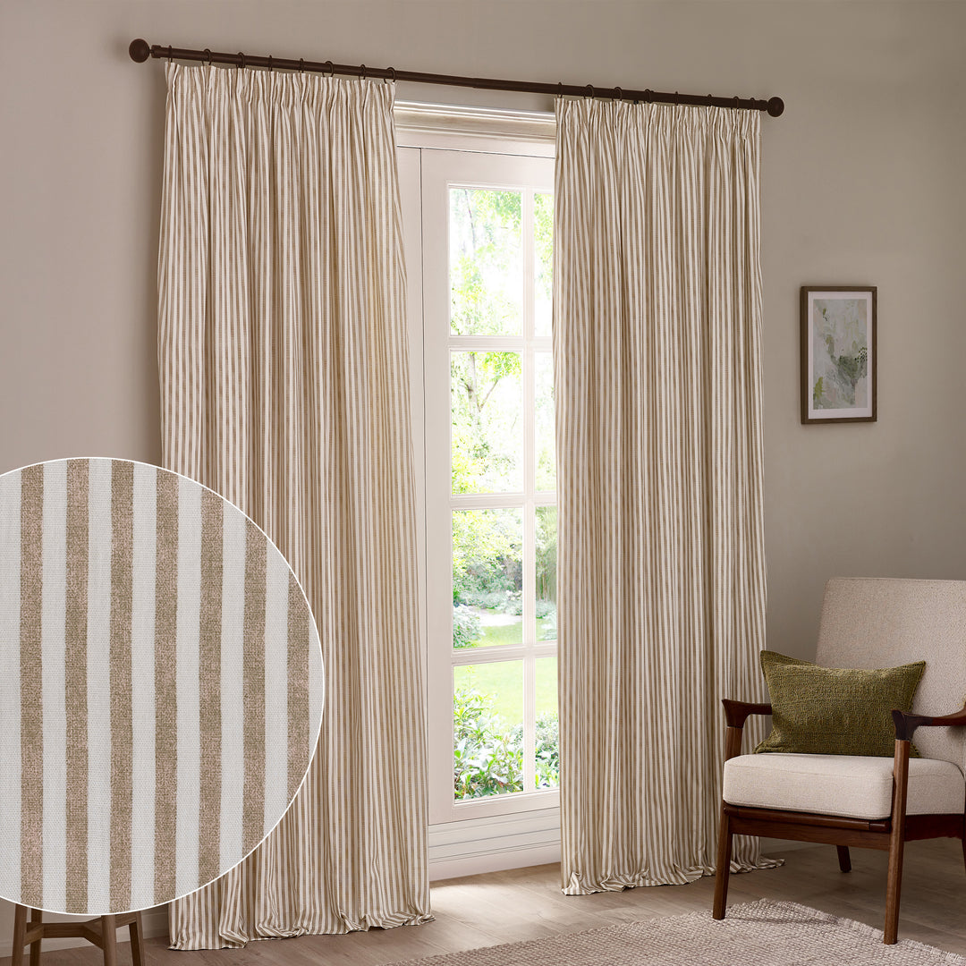 Hebden 229x137 Pencil Pleat Curtains Natural