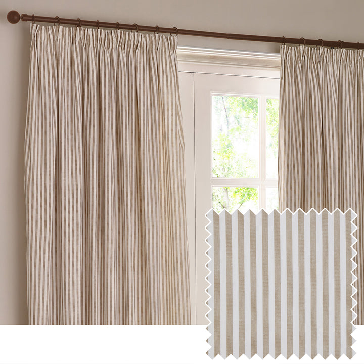 HEBDEN 229X183 PENCIL PLEAT CURTAINS NATURAL