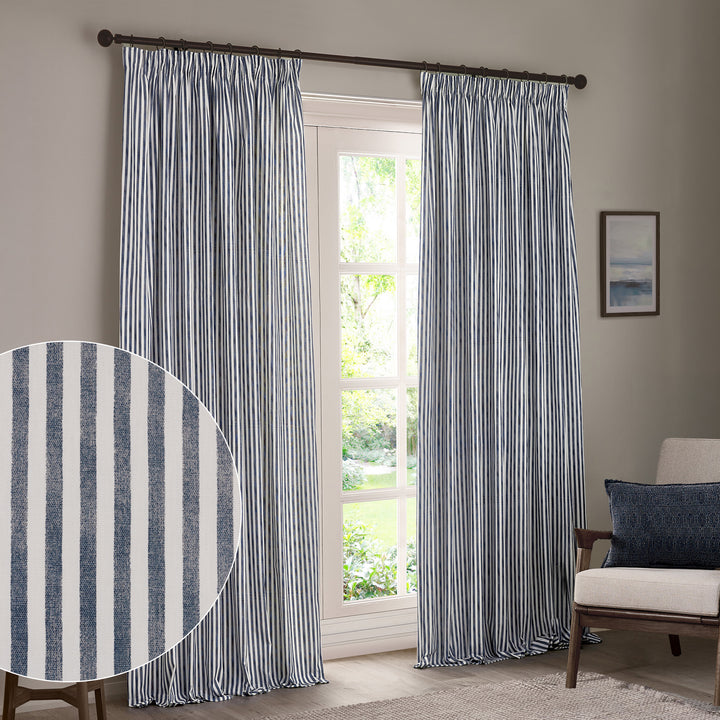 Hebden 229x183 Pencil Pleat Curtains Navy