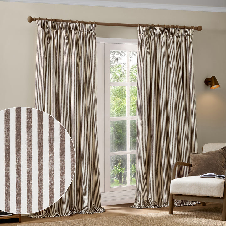 Hebden 229x229 Pencil Pleat Curtains Chocolate