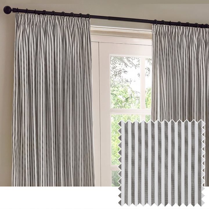 HEBDEN 229X229 PENCIL PLEAT CURTAINS GREY