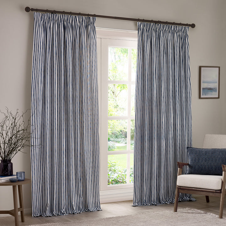 HEBDEN 229X229 PENCIL PLEAT CURTAINS NAVY