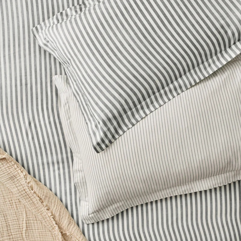 Striped Fitted Bed Sheet 100% Cotton_Grey