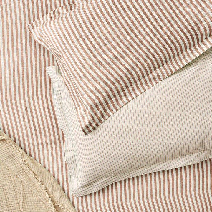Striped Fitted Bed Sheet 100% Cotton_Pecan