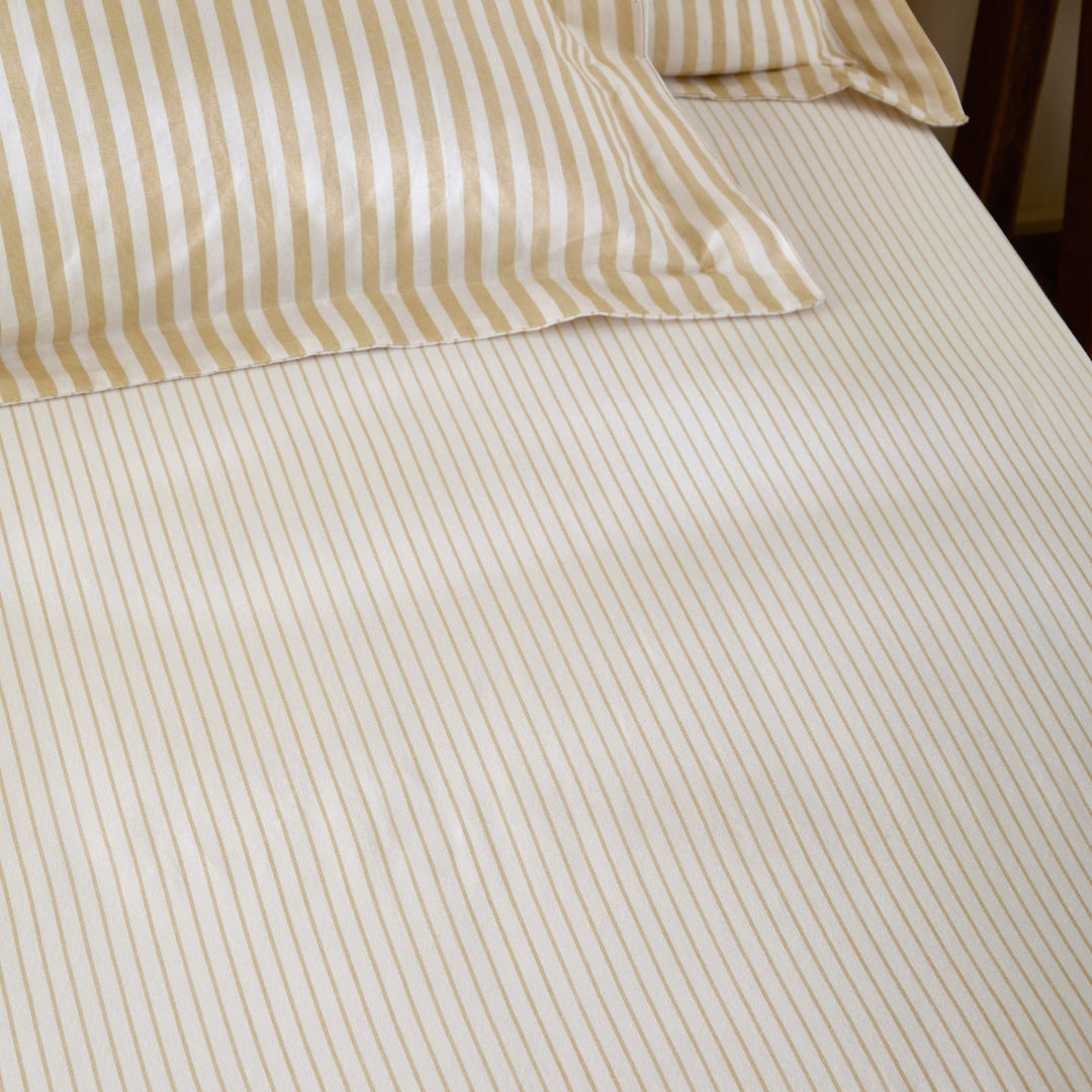 Hebden Narrow Stripe Double Fitted Sheet Honey Yellow - image 2