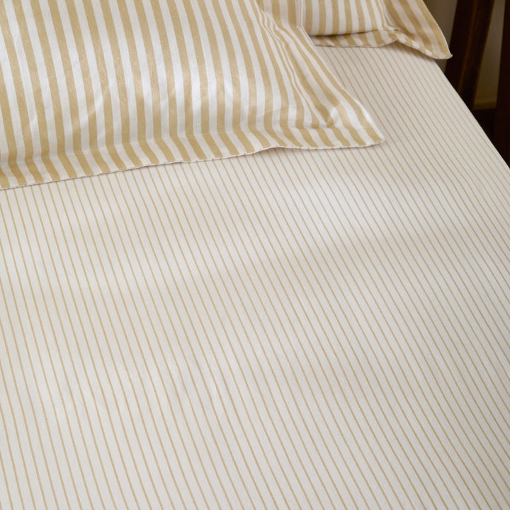 Hebden Narrow Stripe Double Fitted Sheet Honey Yellow - image 2