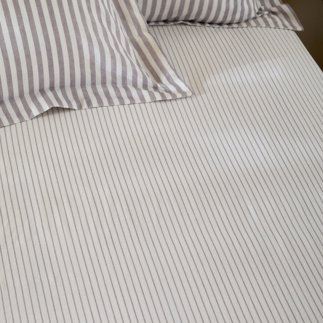 Hebden Narrow Stripe Super King Fitted Sheet Mauve - image 2