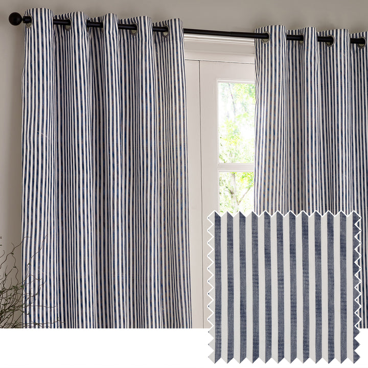 HEBDEN 168X137 EYELET CURTAINS NAVY