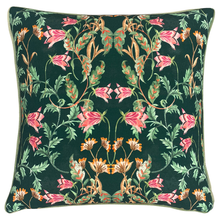 HERITAGE BELL FLOWERS 43X43 CUSHION CASE VIRIDIAN