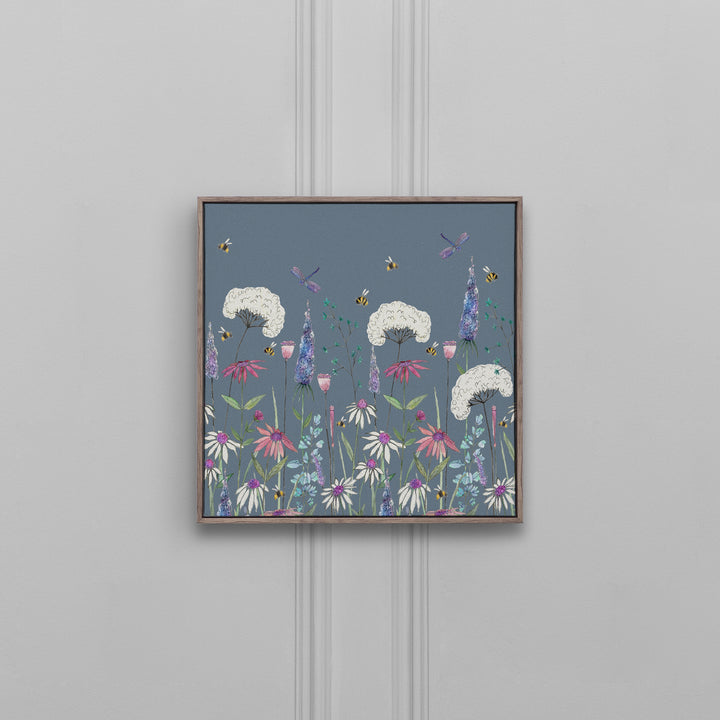 FRAMED CANVAS STONE HERMIONE BLUEBELL 49X49