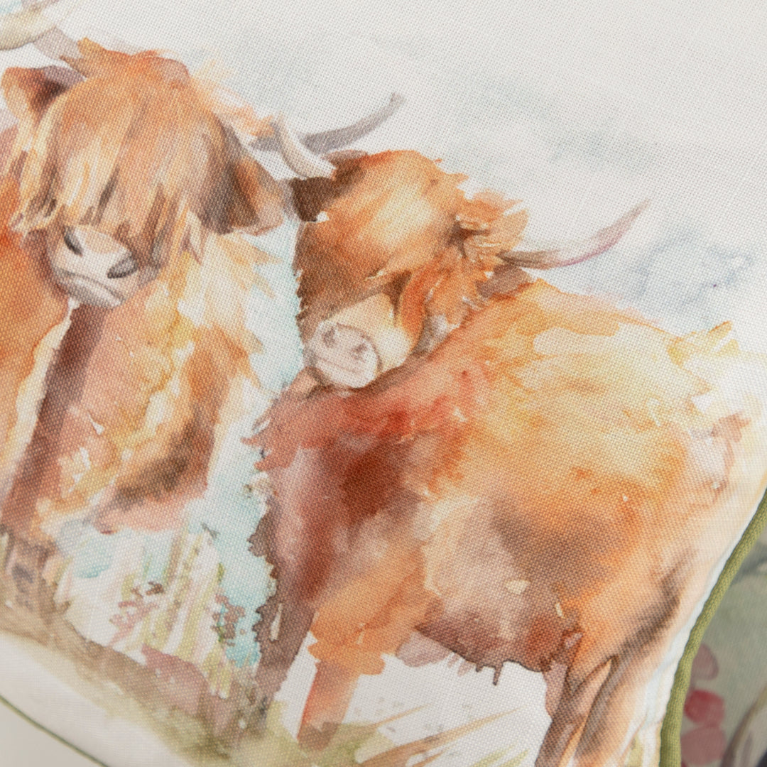 HIGHLAND CATTLE 30X50 OUTDOOR CUSHION CASE ORANGE