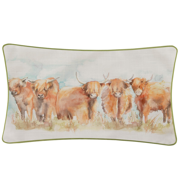 HIGHLAND CATTLE 30X50 OUTDOOR CUSHION CASE ORANGE