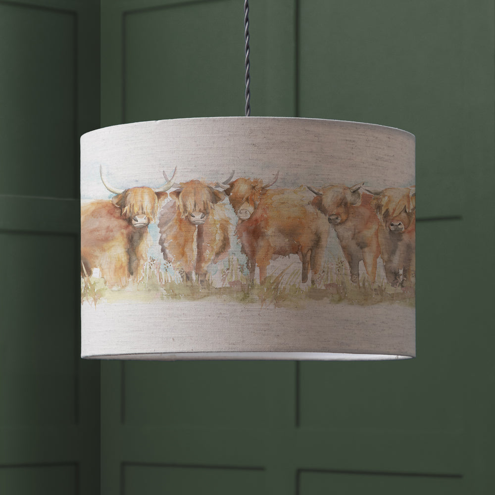 Highland Cattle EVA 52x29cm Lampshade Linen