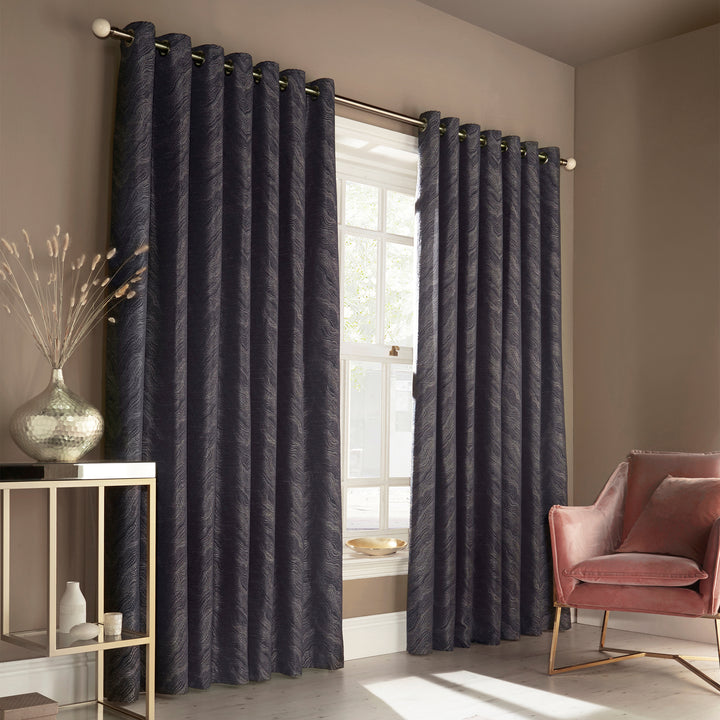 HIMALAYA 229X183 EYELET CURTAINS NAVY