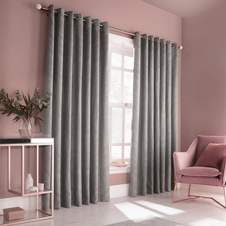 HIMALAYA 117X183 EYELET CURTAINS SILV