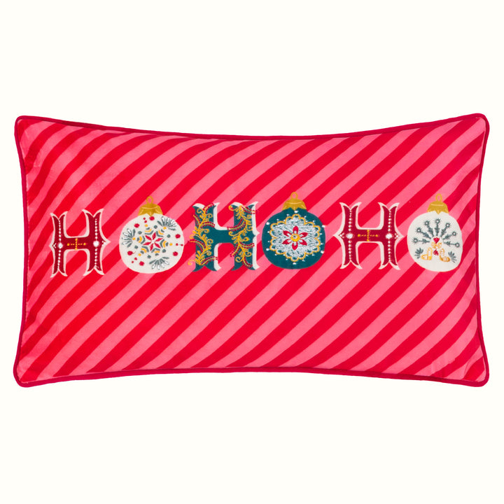 HO HO HO 30X50 CUSHION CASE RED
