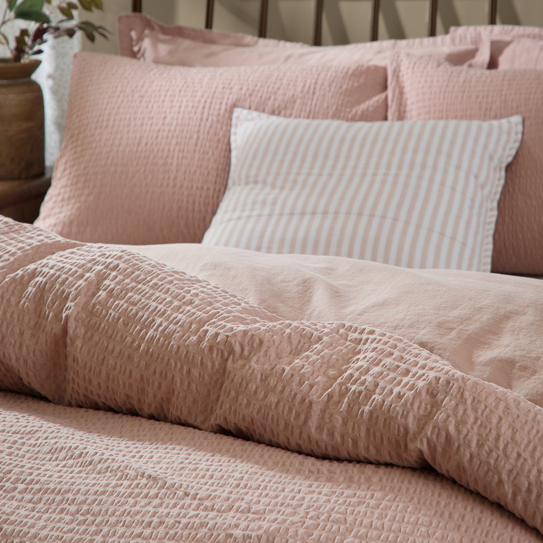 Hebden Relaxed Seersucker Double Duvet Set Cotta - image 2