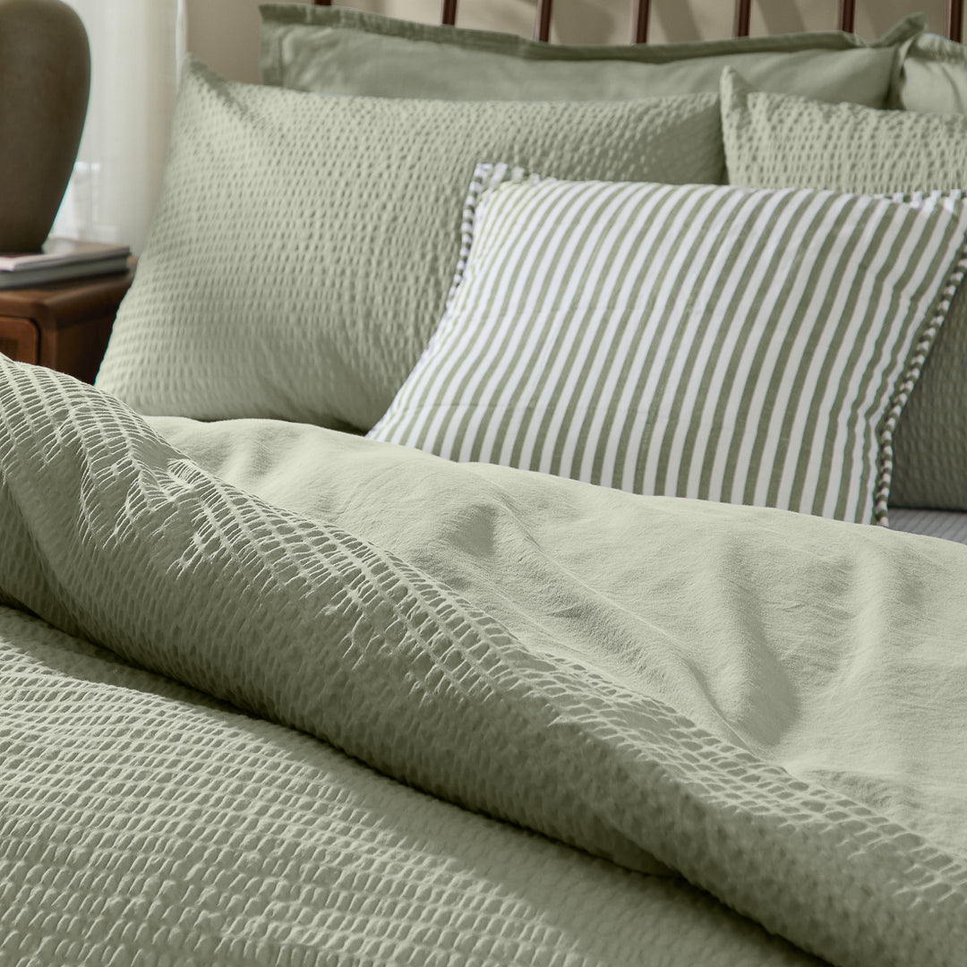 Hebden Relaxed Seersucker King Duvet Set Bay Green - image 2