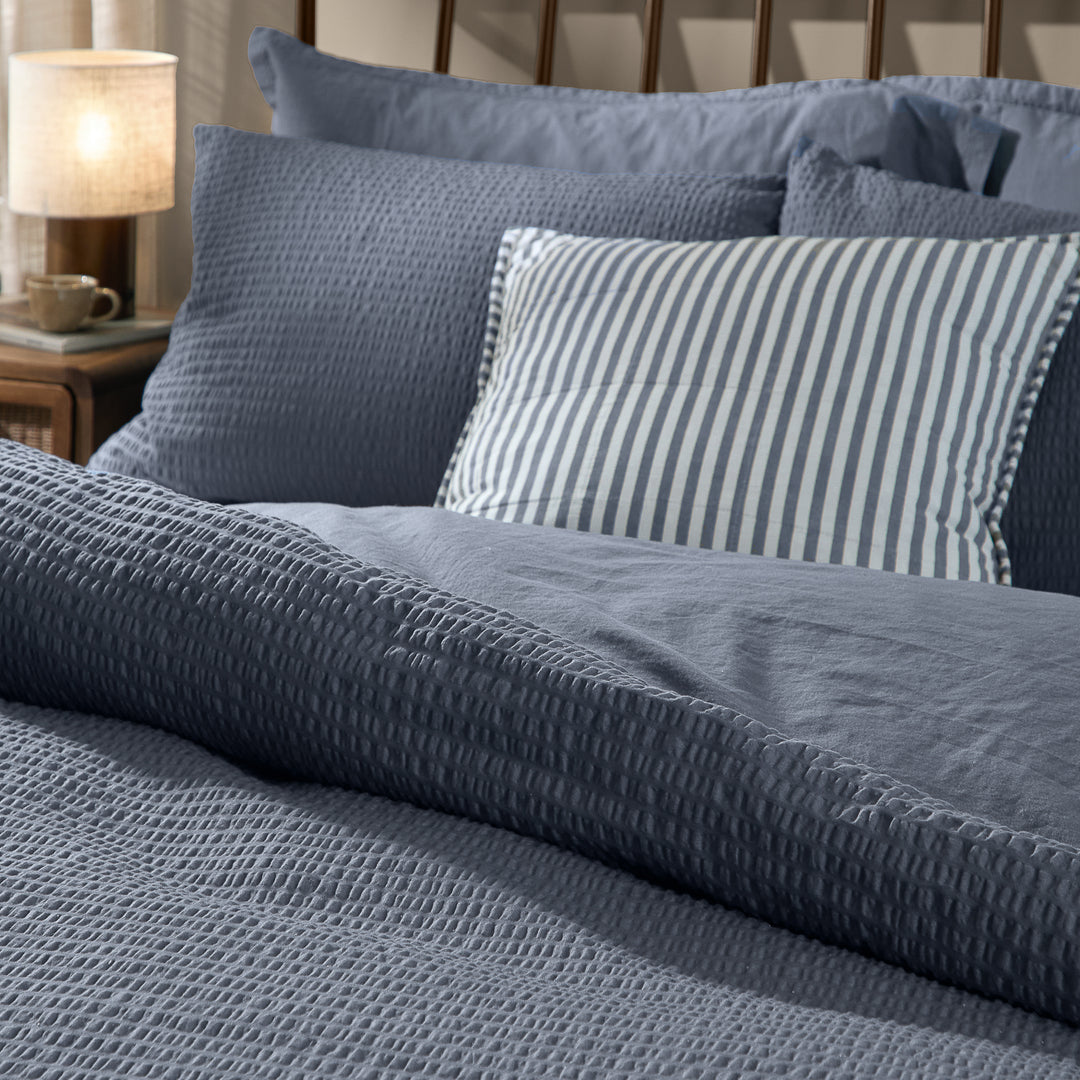 Hebden Relaxed Seersucker King Duvet Set Denim Blue - image 2