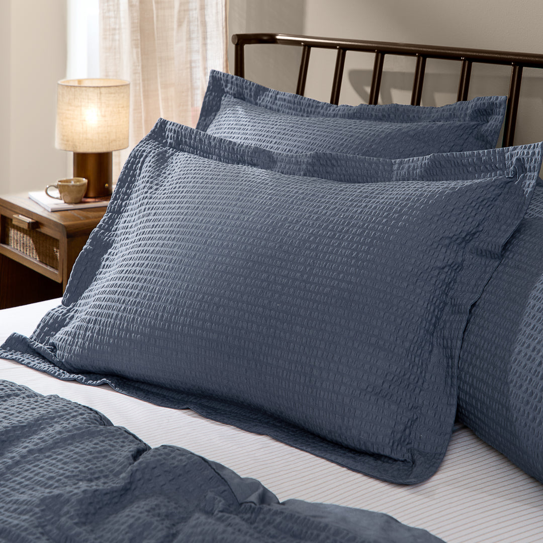 Hebden Relaxed Seersucker Pillowcase Pairs Denim Blue