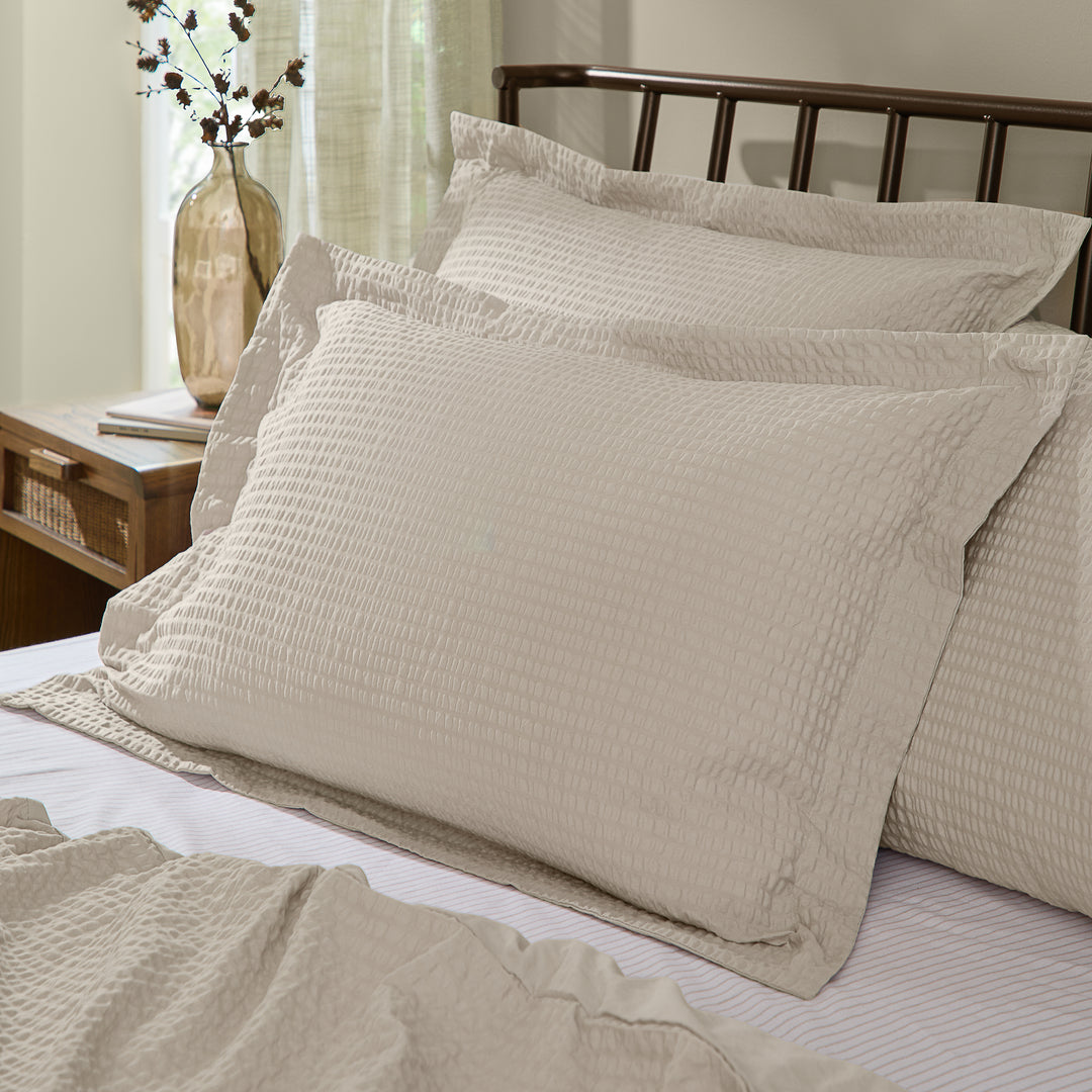 Hebden Relaxed Seersucker Pillowcase Pairs Stone