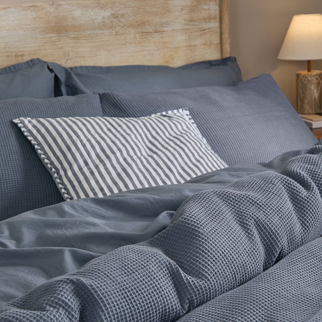 Hebden Relaxed Waffle Single Duvet Set Denim Blue - image 2