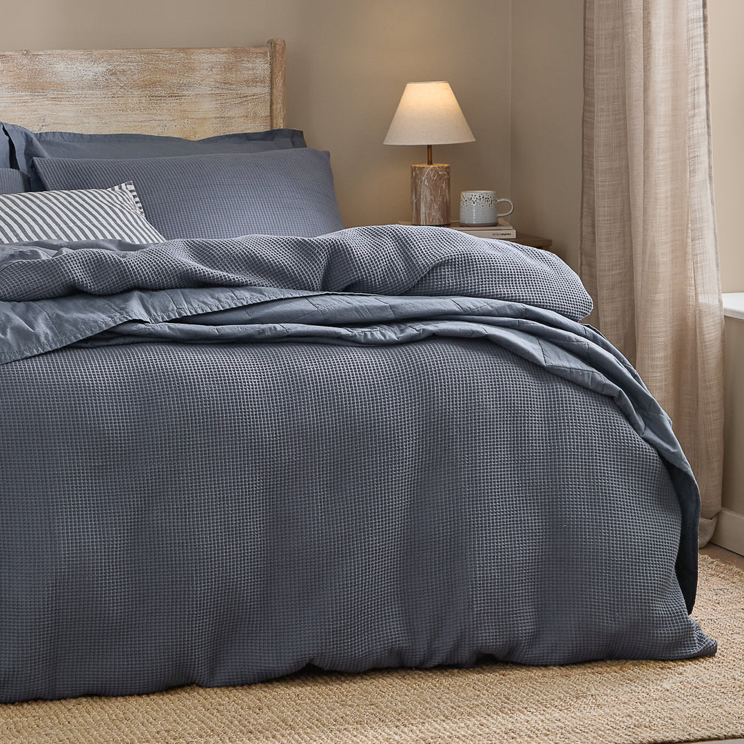 Hebden Relaxed Waffle Single Duvet Set Denim Blue - image 3