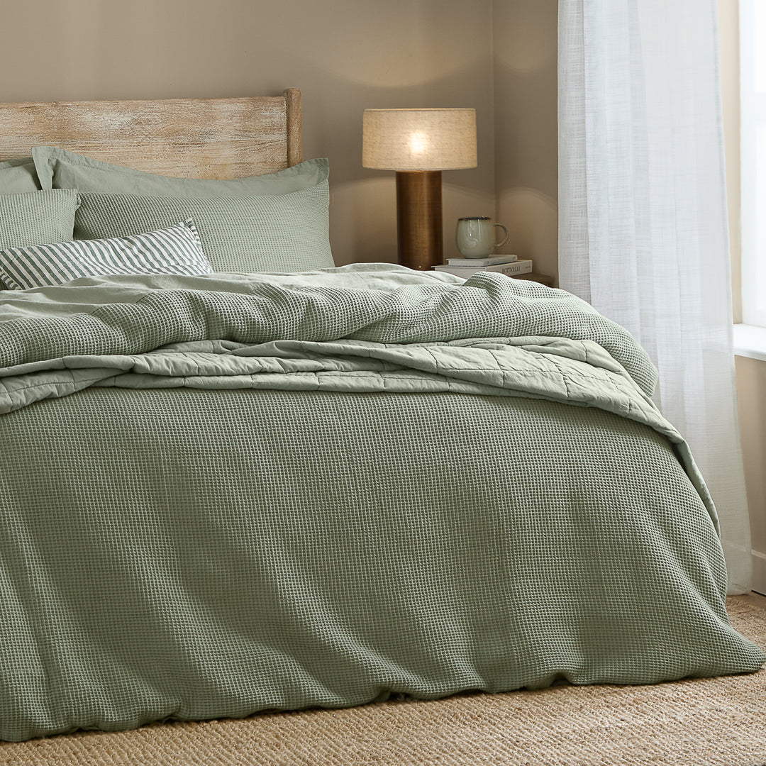 Hebden Relaxed Waffle Double Duvet Set Bay Green - image 3