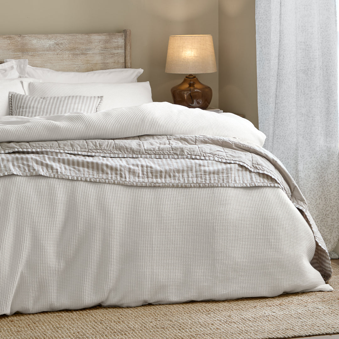 Hebden Relaxed Waffle King Duvet Set Chalk - image 3