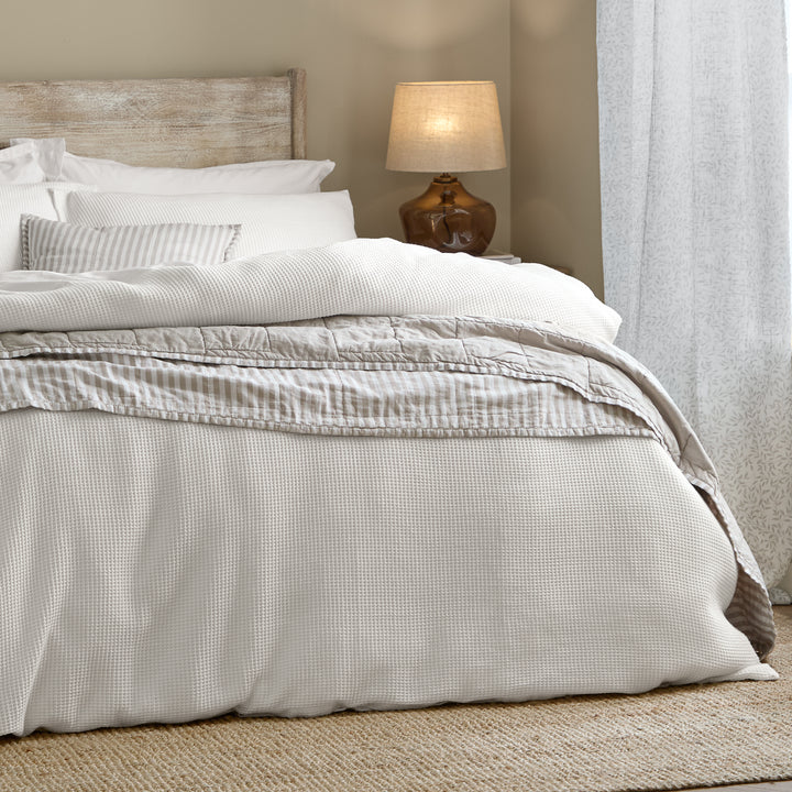 Hebden Relaxed Waffle King Duvet Set Chalk - image 3