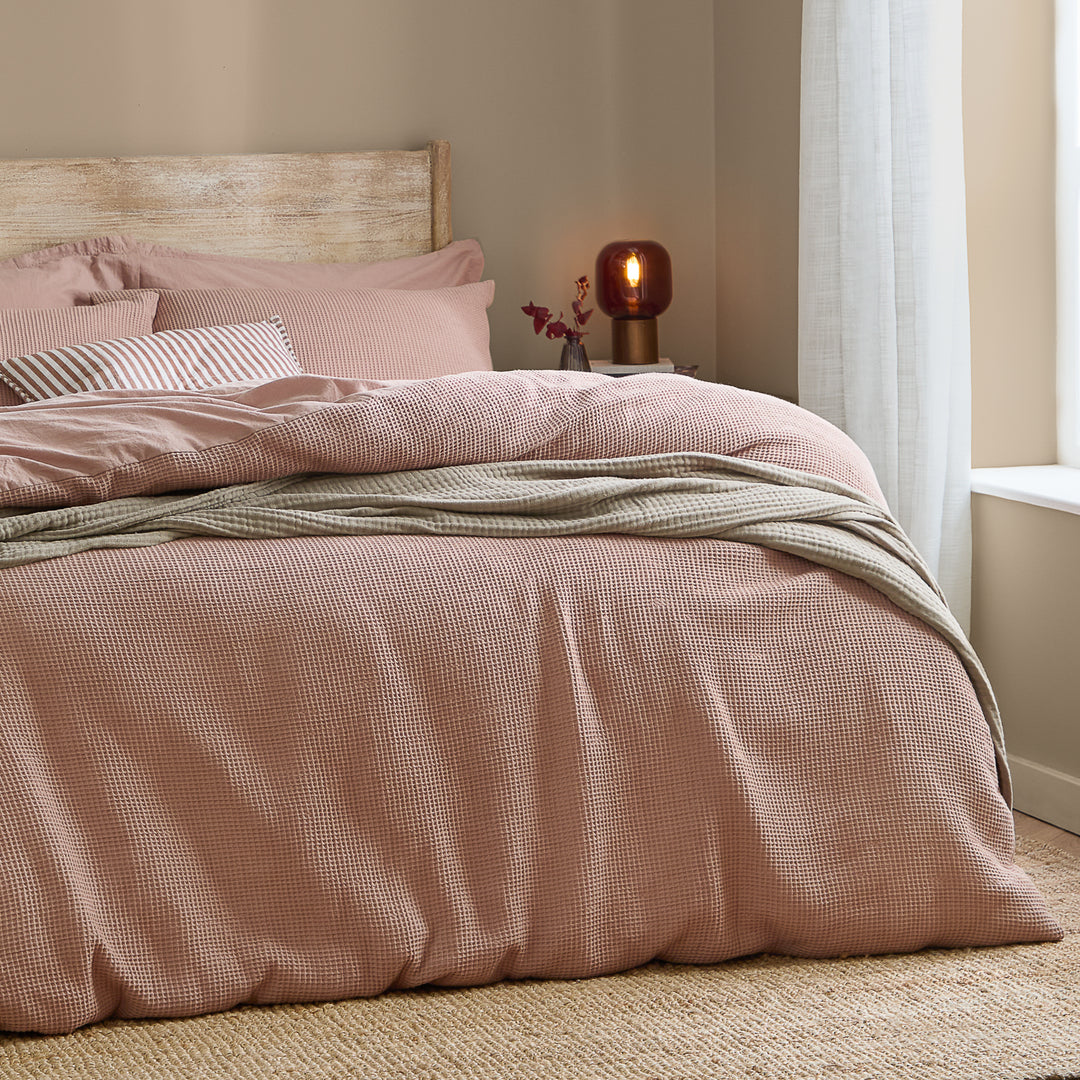 Hebden Relaxed Waffle King Duvet Set Cotta - image 3