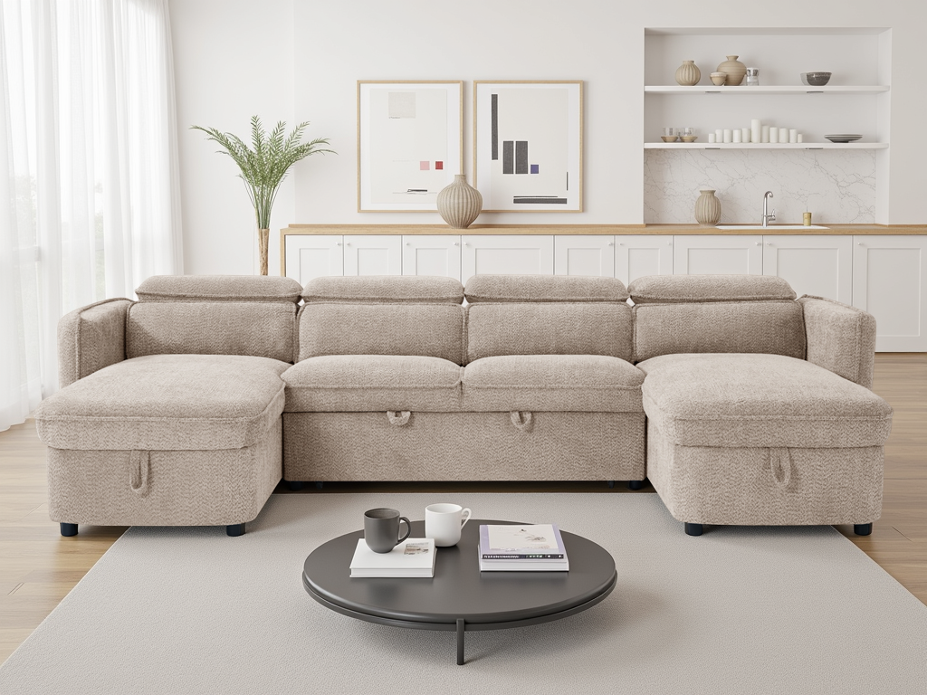 Capri Sofabed Beige U Shape Corner