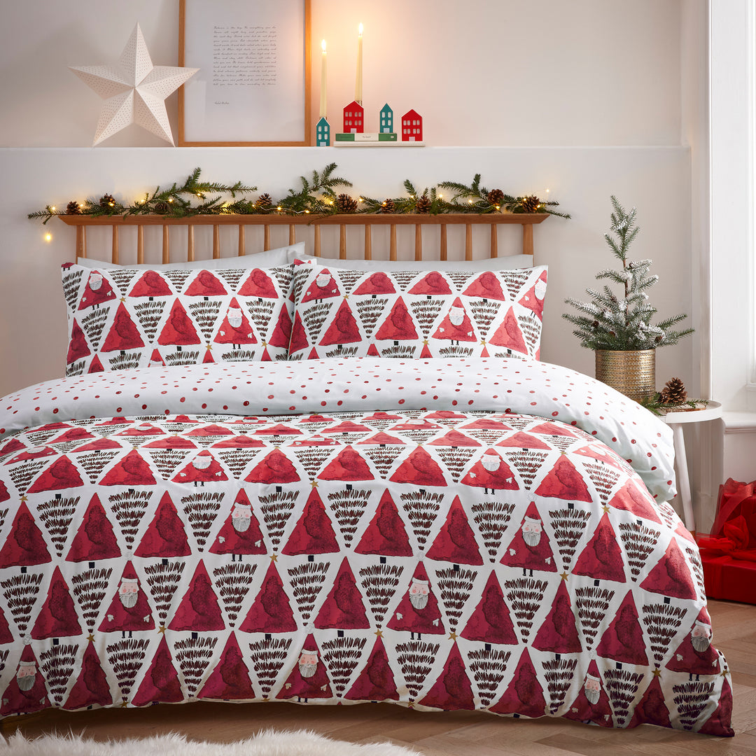 Hide And Seek Santa Toddler Duvet Set Red