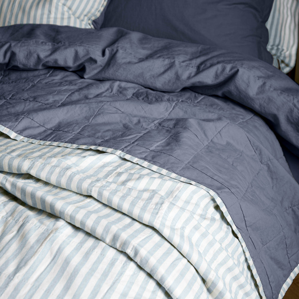 Hebden Stripe 265x265 Bedspread Mineral / Denim Blue - image 2