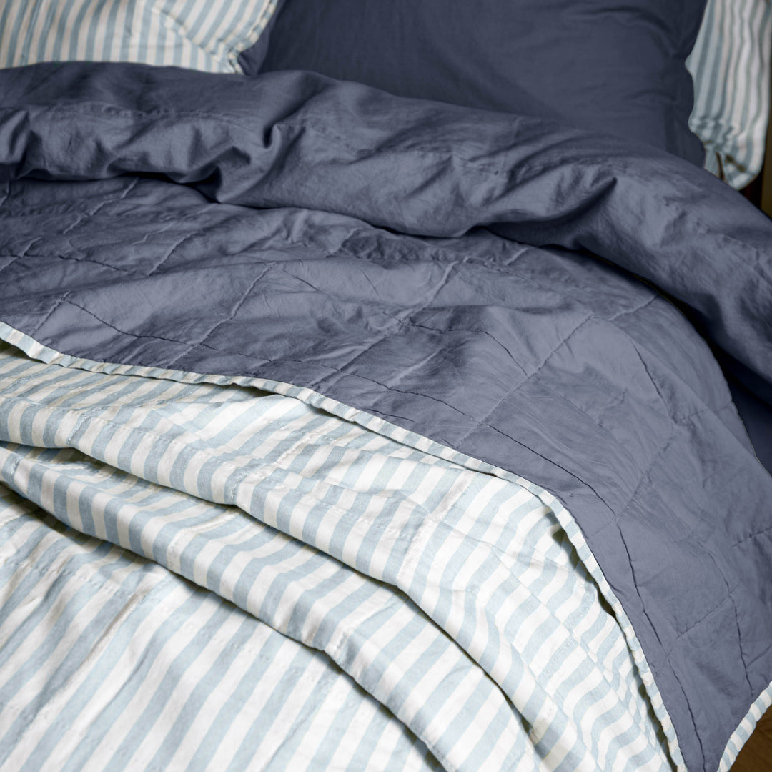 Hebden Stripe 265x265 Bedspread Mineral / Denim Blue - image 2