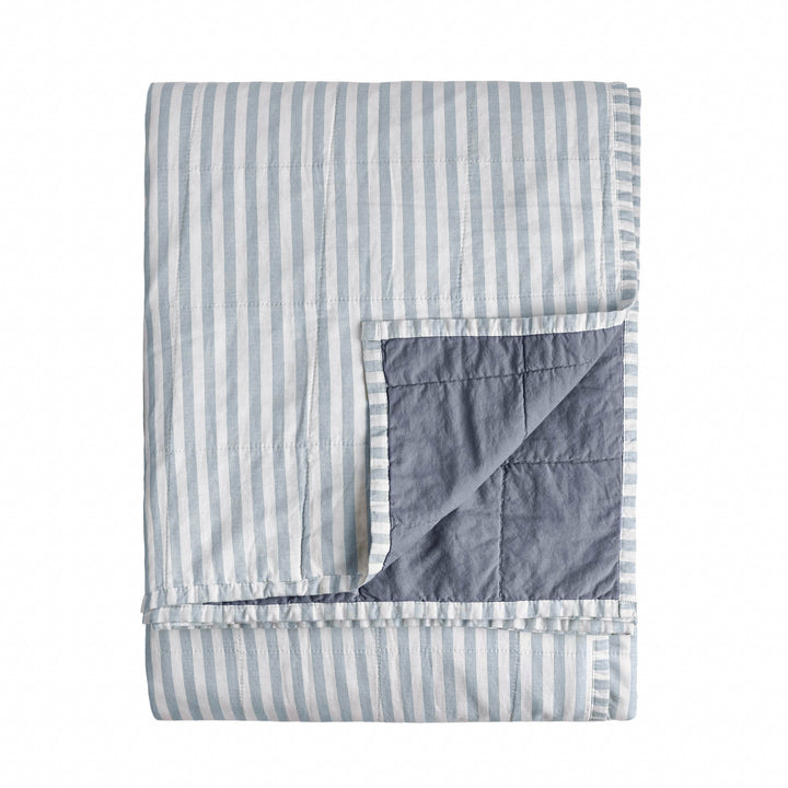 Hebden Stripe 265x265 Bedspread Mineral / Denim Blue - image 3