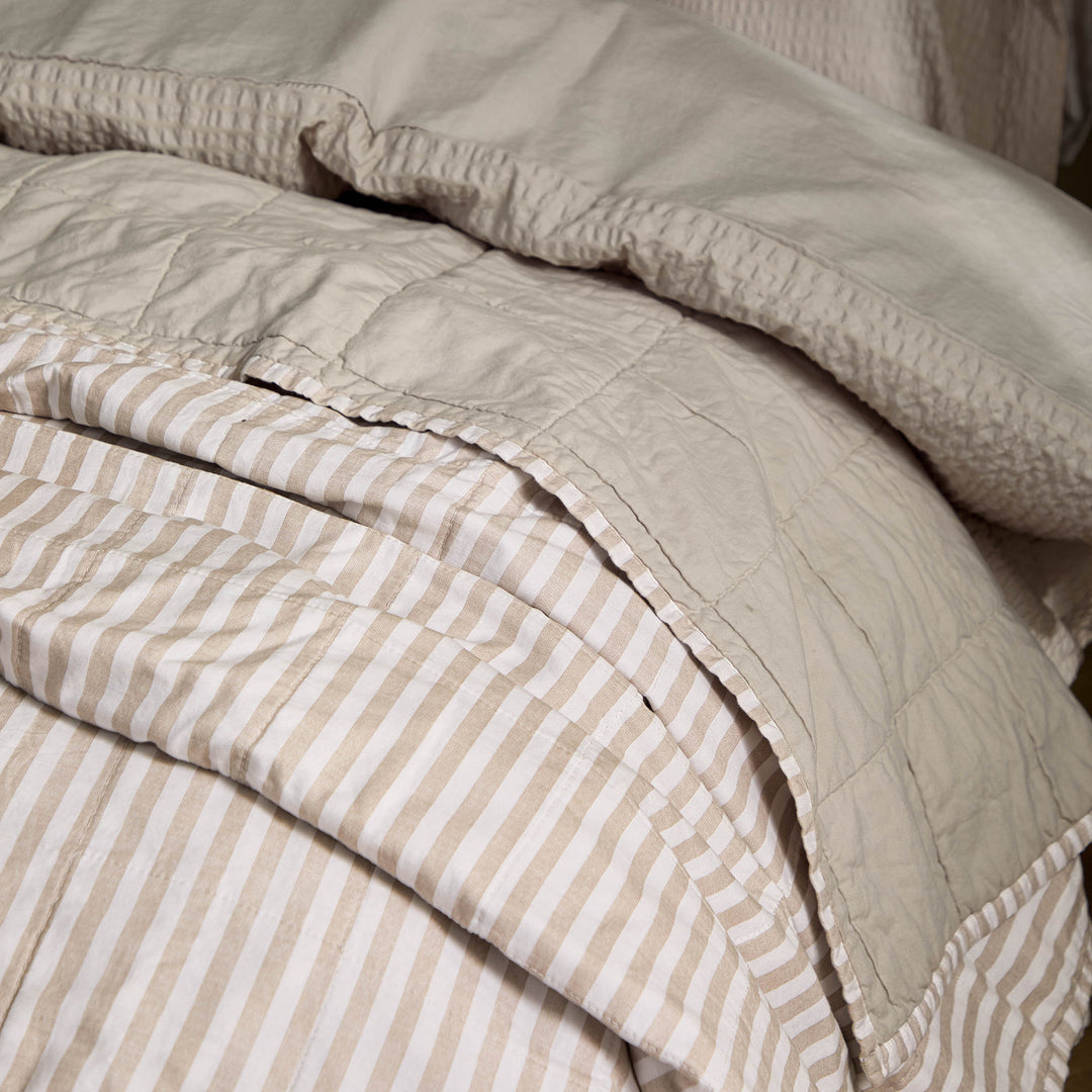 Hebden Stripe 265x265 Bedspread Natural / Stone - image 2