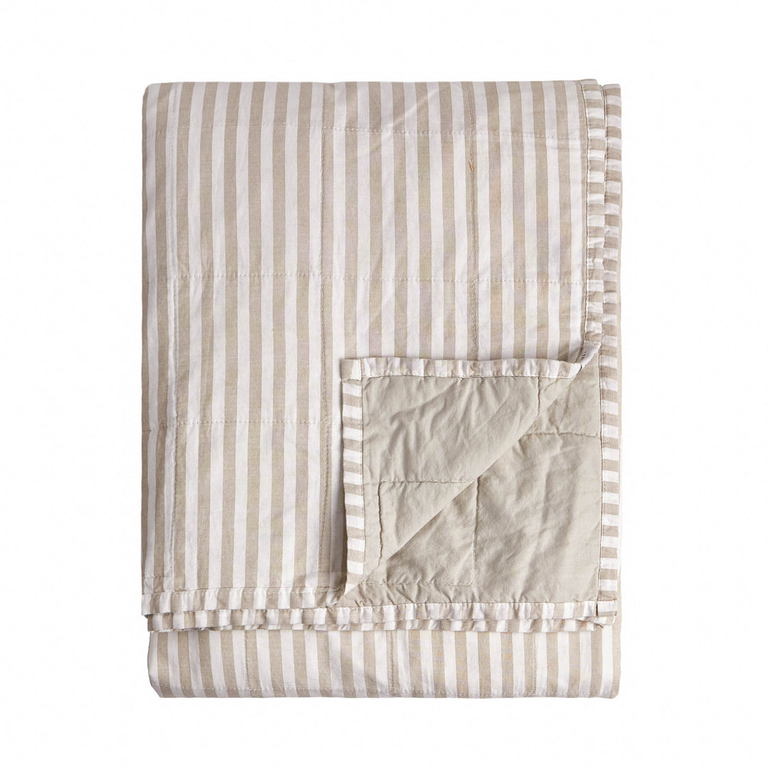 Hebden Stripe 265x265 Bedspread Natural / Stone - image 3