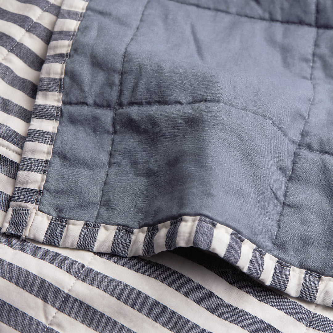 Hebden Stripe 265x265 Bedspread Navy / Denim Blue - image 4