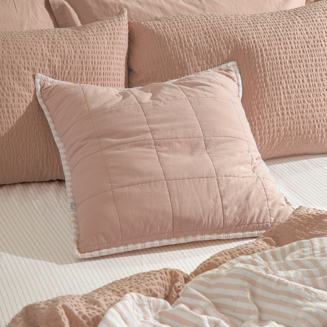 Hebden Stripe 55x55 Cushion Case Blush / Cotta